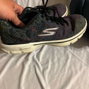 Gently worn sketchers sneakers, pixel design, size 9